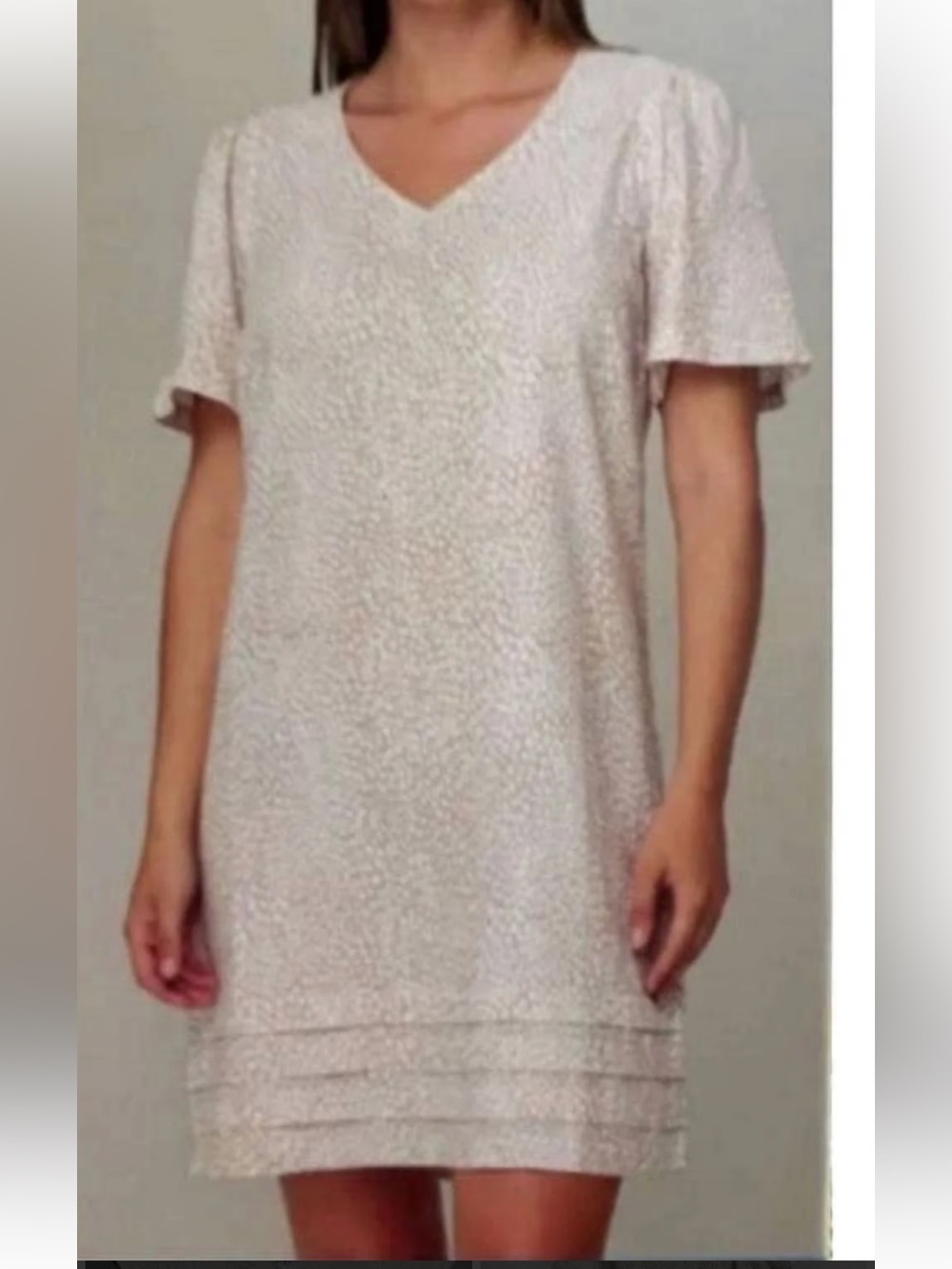 ORIGINAL NICOLE MILLER Women Size XL Multicolor V Neck Short Sleeve Shift Dress